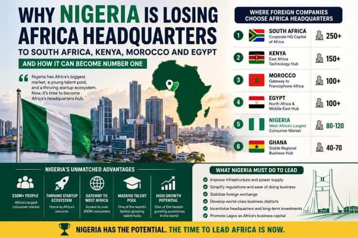 Why Nigeria Is Losing Africa Headquarters to South Africa, Kenya, Morocco and Egypt — And How It Can Become Number One