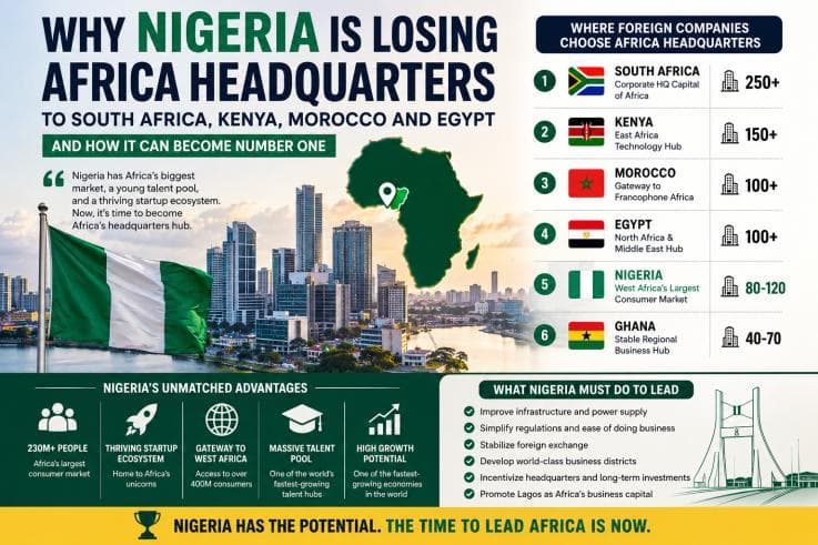Why Nigeria Is Losing Africa Headquarters to South Africa, Kenya, Morocco and Egypt — And How It Can Become Number One