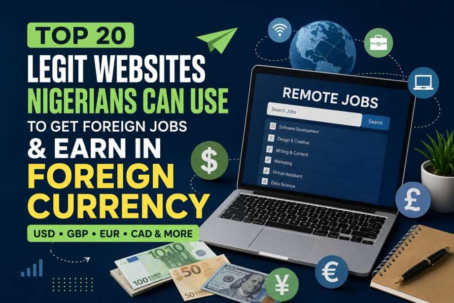 Top 20 Legit Websites Nigerians Can Use to Get Foreign Jobs and Earn in Dollars, Pounds, Euros and Other Foreign Currencies